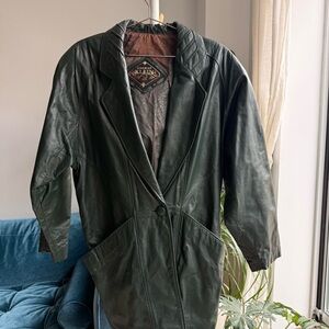 Vintage 80s Charles Klein Women’s Green Genuine Leather Jacket M